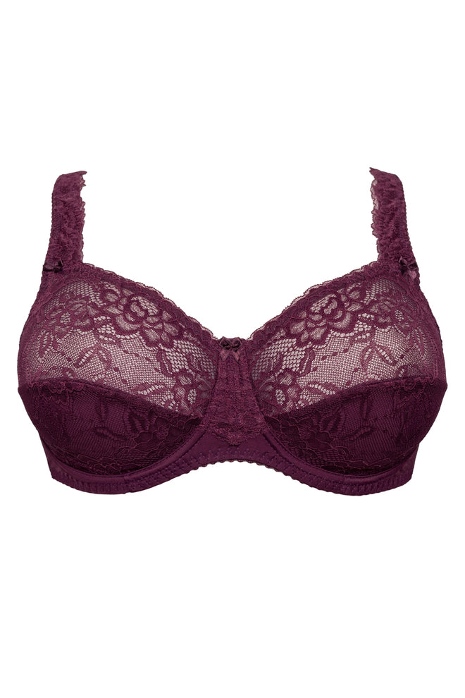 Beate Full Lace Bra, Dark Cherry